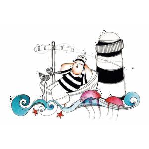 Ilustración Marinero Faro Negro