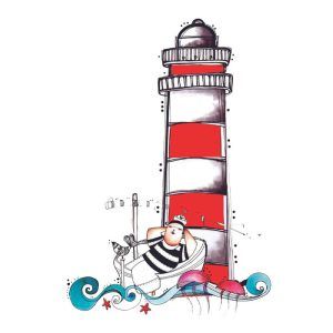 Ilustración Marinero Faro Rojo