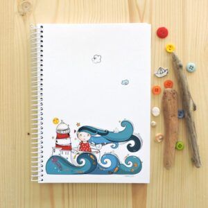 Libreta Ilustrada Niña navegando en tacita